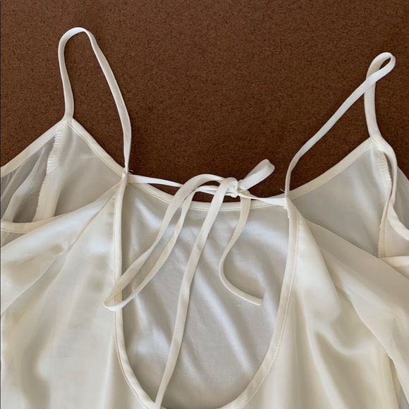 TOBI Ivory Chiffon Shift Dress with cold shoulders - Picture 3 of 5